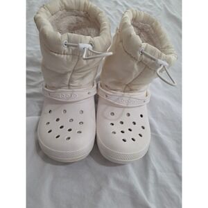 Crocs Classic Neo Puff Shorty Boot Bone White Faux Fur Lined 206630 Womens 8